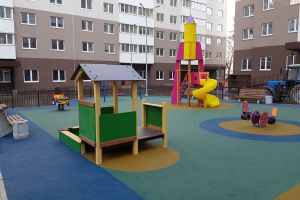 Устройство резинового покрытия для детской площадки в ЖК "120 квартал" г. Самара