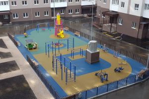 Устройство резинового покрытия для детской площадки в ЖК "120 квартал" г. Самара